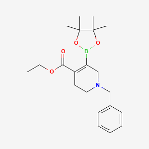 molecular formula C21H30BNO4 B12091603 ethyl 1-benzyl-5-(4,4,5,5-tetramethyl-1,3,2-dioxaborolan-2-yl)-3,6-dihydro-2H-pyridine-4-carboxylate 