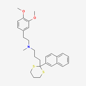 molecular formula C28H35NO2S2 B1209161 1,3-Dithiane-2-propanamine, N-(2-(3,4-dimethoxyphenyl)ethyl)-N-methyl-2-(2-naphthalenyl)- CAS No. 98600-65-8