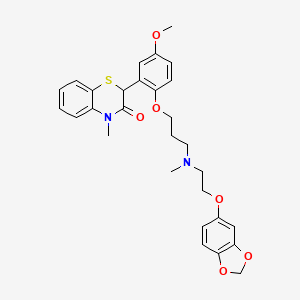 molecular formula C29H32N2O6S B1209166 2H-1,4-Benzothiazin-3(4H)-one, 2-[2-[3-[[2-(1,3-benzodioxol-5-yloxy)ethyl]methylamino]propoxy]-5-methoxyphenyl]-4-methyl-, (2R)-, (2E)-2-butenedioate (1:1) (9CI) 