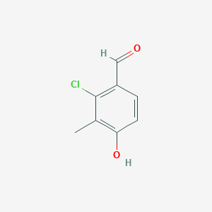 molecular formula C8H7ClO2 B12091682 Benzaldehyde, 2-chloro-4-hydroxy-3-methyl- CAS No. 55289-24-2