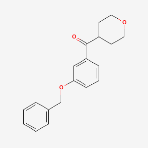 molecular formula C19H20O3 B12091844 (3-(Benzyloxy)phenyl)(tetrahydro-2H-pyran-4-yl)methanone 
