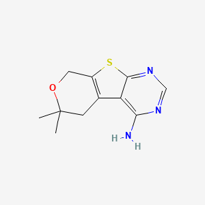 molecular formula C11H13N3OS B1209186 6,6-Dimethyl-5,8-dihydro-6H-7-oxa-9-thia-1,3-diaza-fluoren-4-ylamine CAS No. 65413-58-3