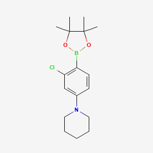 molecular formula C17H25BClNO2 B12091875 Piperidine, 1-[3-chloro-4-(4,4,5,5-tetramethyl-1,3,2-dioxaborolan-2-yl)phenyl]- CAS No. 1366131-55-6