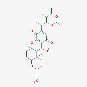 molecular formula C30H44O8 B1209189 [(2S,3R,4S)-2-[(3R,4aR,6aR,12S,12bR)-12-hydroxy-3-(2-hydroxypropan-2-yl)-6a,12b-dimethyl-8,11-dioxo-1,2,3,4a,5,6,12,12a-octahydropyrano[3,2-a]xanthen-9-yl]-4-methylhexan-3-yl] acetate 