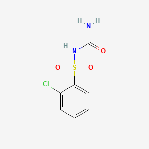 molecular formula C7H7ClN2O3S B1209192 N-(Aminocarbonyl)-2-chlorobenzenesulfonamide CAS No. 5051-77-4