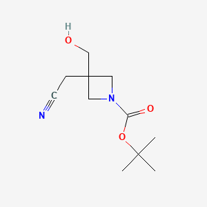 molecular formula C11H18N2O3 B12092022 Tert-butyl 3-(cyanomethyl)-3-(hydroxymethyl)azetidine-1-carboxylate 