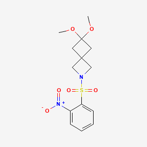 molecular formula C14H18N2O6S B12092044 6,6-Dimethoxy-2-(2-nitrophenyl)sulfonyl-2-azaspiro[3.3]heptane 