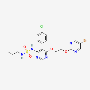 molecular formula C19H20BrClN6O4S B12092047 Sulfamide, N-[6-[2-[(5-bromo-2-pyrimidinyl)oxy]ethoxy]-5-(4-chlorophenyl)-4-pyrimidinyl]-N'-propyl- CAS No. 441798-36-3