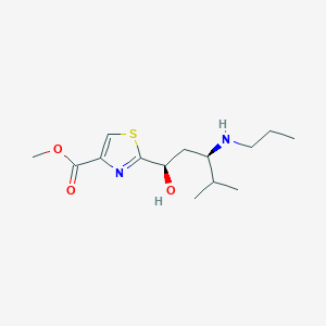 molecular formula C14H24N2O3S B12092048 4-Thiazolecarboxylic acid, 2-[(1R,3R)-1-hydroxy-4-methyl-3-(propylamino)pentyl]-, methyl ester 