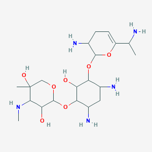 2-[4,6-diamino-3-[[3-amino-6-(1-aminoethyl)-3,4-dihydro-2H-pyran-2-yl]oxy]-2-hydroxycyclohexyl]oxy-5-methyl-4-(methylamino)oxane-3,5-diol