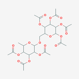 molecular formula C26H36O17 B12092255 6-O-(2-O,3-O,4-O-Triacetyl-6-deoxy-alpha-L-mannopyranosyl)-beta-D-glucopyranose tetraacetate 