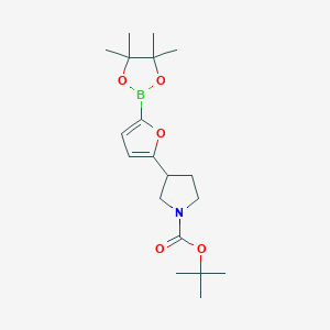 molecular formula C19H30BNO5 B12092338 tert-butyl 3-[5-(4,4,5,5-tetramethyl-1,3,2-dioxaborolan-2-yl)furan-2-yl]pyrrolidine-1-carboxylate 