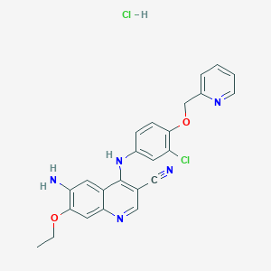 molecular formula C24H21Cl2N5O2 B12092540 6-Amino-4-((3-chloro-4-(pyridin-2-ylmethoxy)phenyl)amino)-7-ethoxyquinoline-3-carbonitrile (Hydrochloride) CAS No. 915942-01-7