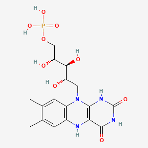 molecular formula C17H23N4O9P B1209274 1-Deoxy-1-(7,8-dimethyl-2,4-dioxo-3,4-dihydro-2H-benzo[G]pteridin-1-ID-10(5H)-YL)-5-O-phosphonato-D-ribitol CAS No. 5666-16-0