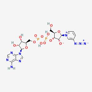 molecular formula C20H25N9O13P2 B1209288 (2R,3R,4S,5R)-4-[[[(2R,3S,4R,5R)-5-(6-aminopurin-9-yl)-3,4-dihydroxyoxolan-2-yl]methoxy-hydroxyphosphoryl]oxy-hydroxyphosphoryl]oxy-2-(3-azidopyridin-1-ium-1-yl)-5-(hydroxymethyl)oxolan-3-olate CAS No. 50695-15-3
