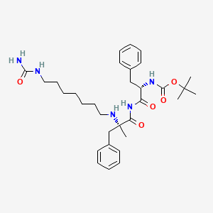molecular formula C32H47N5O5 B1209290 tert-butyl N-[(2S)-1-[[(2R)-2-[7-(carbamoylamino)heptylamino]-2-methyl-3-phenylpropanoyl]amino]-1-oxo-3-phenylpropan-2-yl]carbamate CAS No. 159698-59-6