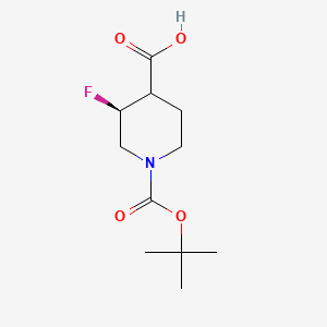 molecular formula C11H18FNO4 B12092914 (3S)-1-tert-butoxycarbonyl-3-fluoro-piperidine-4-carboxylic acid 
