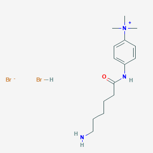 molecular formula C15H27Br2N3O B1209304 Benzenaminium, 4-((6-amino-1-oxohexyl)amino)-N,N,N-trimethyl- CAS No. 28882-41-9