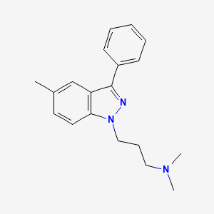 molecular formula C19H23N3 B1209310 1H-Indazole-1-propanamine, N,N,5-trimethyl-3-phenyl- CAS No. 57614-23-0