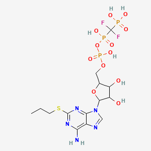 molecular formula C14H22F2N5O12P3S B12093167 [[[[5-(6-Amino-2-propylsulfanylpurin-9-yl)-3,4-dihydroxyoxolan-2-yl]methoxy-hydroxyphosphoryl]oxy-hydroxyphosphoryl]-difluoromethyl]phosphonic acid 