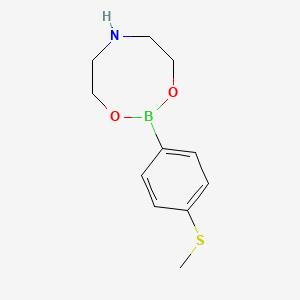 molecular formula C11H16BNO2S B12093349 Benzeneboronic acid, p-methylthio-, 2,2-iminodiethyl ester CAS No. 73688-90-1