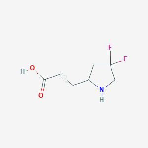 molecular formula C7H11F2NO2 B12093367 3-[(2R)-4,4-difluoropyrrolidin-2-yl]propanoic acid 