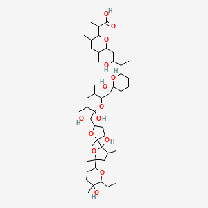 molecular formula C48H84O14 B12093378 2-[6-[3-[6-[[6-[[5-[5-(6-ethyl-5-hydroxy-5-methyloxan-2-yl)-2-hydroxy-3,5-dimethyloxolan-2-yl]-5-methyloxolan-2-yl]-hydroxymethyl]-6-hydroxy-3,5-dimethyloxan-2-yl]methyl]-6-hydroxy-5-methyloxan-2-yl]-2-hydroxybutyl]-3,5-dimethyloxan-2-yl]propanoic acid 