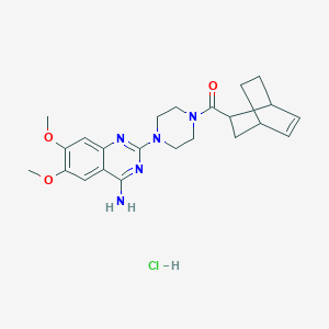 molecular formula C23H30ClN5O3 B1209344 [4-(4-Amino-6,7-dimethoxyquinazolin-2-yl)piperazin-1-yl](bicyclo[2.2.2]oct-5-en-2-yl)methanone hydrochloride(1:1) CAS No. 99899-45-3