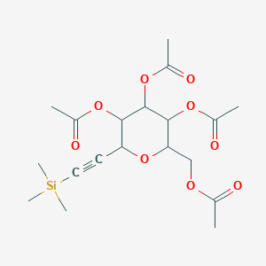 molecular formula C19H28O9Si B12093517 2-(Acetoxymethyl)-6-((trimethylsilyl)ethynyl)tetrahydro-2H-pyran-3,4,5-triyl triacetate 