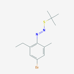 molecular formula C13H19BrN2S B12093580 Thiohydroxylamine, N-[(4-bromo-2-ethyl-6-methylphenyl)imino]-S-(1,1-dimethylethyl)- 