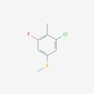 molecular formula C8H8ClFS B12093584 Benzene, 1-chloro-3-fluoro-2-methyl-5-(methylthio)- CAS No. 1805526-47-9