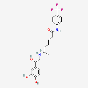 molecular formula C22H27F3N2O4 B1209368 6-((2-(3,4-Dihydroxyphenyl)-2-hydroxyethyl)amino)-N-(4-(trifluoromethyl)phenyl)heptanamide CAS No. 83086-14-0