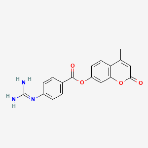 molecular formula C18H15N3O4 B1209369 4-Methylumbelliferylguanidinobenzoate CAS No. 57817-70-6