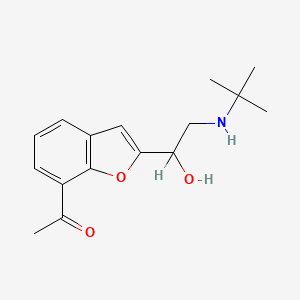 molecular formula C16H21NO3 B1209370 Ethanone, 1-(2-(2-((1,1-dimethylethyl)amino)-1-hydroxyethyl)-7-benzofuranyl)- CAS No. 59664-01-6