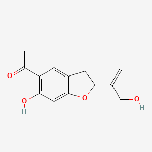 molecular formula C13H14O4 B12093714 1-[6-Hydroxy-2-(3-hydroxyprop-1-en-2-yl)-2,3-dihydro-1-benzofuran-5-yl]ethanone 