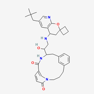molecular formula C35H44N4O4 B12093799 11-[2-[[6-(2,2-Dimethylpropyl)spiro[3,4-dihydropyrano[2,3-b]pyridine-2,1'-cyclobutane]-4-yl]amino]-1-hydroxyethyl]-1,12-diazatricyclo[12.3.1.15,9]nonadeca-5(19),6,8,14(18),15-pentaene-13,17-dione 