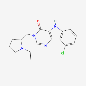 molecular formula C17H19ClN4O B1209383 9-chloro-3-[(1-ethyl-2-pyrrolidinyl)methyl]-5H-pyrimido[5,4-b]indol-4-one 