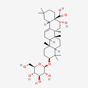 molecular formula C36H58O9 B1209389 (4aR,6aS,6bR,12aR)-5-hydroxy-2,2,6a,6b,9,9,12a-heptamethyl-10-[3,4,5-trihydroxy-6-(hydroxymethyl)oxan-2-yl]oxy-1,3,4,5,6,6a,7,8,8a,10,11,12,13,14b-tetradecahydropicene-4a-carboxylic acid CAS No. 78285-90-2