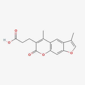 molecular formula C16H14O5 B1209390 3-(3,5-二甲基-7-氧代-7H-呋喃[3,2-g]色烯-6-基)丙酸 CAS No. 777857-41-7
