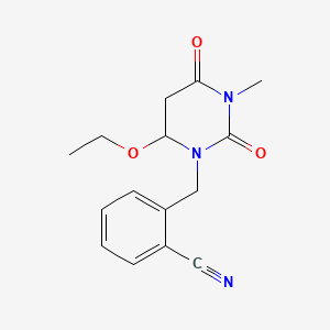 molecular formula C15H17N3O3 B12094032 2-[(6-Ethoxy-3-methyl-2,4-dioxo-1,3-diazinan-1-yl)methyl]benzonitrile 