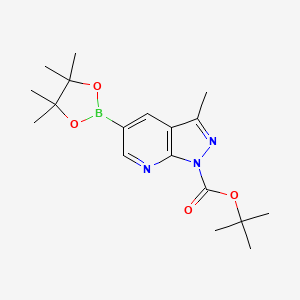 molecular formula C18H26BN3O4 B12094056 tert-Butyl 3-methyl-5-(4,4,5,5-tetramethyl-1,3,2-dioxaborolan-2-yl)-1H-pyrazolo[3,4-b]pyridine-1-carboxylate 