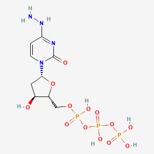 molecular formula C9H17N4O13P3 B1209411 2'-Deoxyuridine 5'-(tetrahydrogen triphosphate) 4-hydrazone CAS No. 90335-46-9