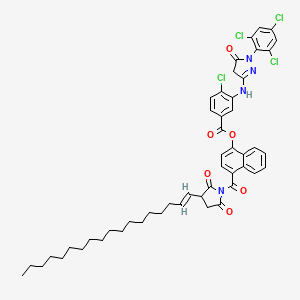 molecular formula C49H52Cl4N4O6 B12094231 4-(3-(Octadec-1-en-1-yl)-2,5-dioxopyrrolidine-1-carbonyl)naphthalen-1-yl 4-chloro-3-((5-oxo-1-(2,4,6-trichlorophenyl)-4,5-dihydro-1H-pyrazol-3-yl)amino)benzoate 
