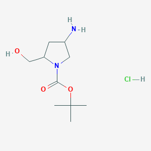 molecular formula C10H21ClN2O3 B12094400 Tert-butyl 4-amino-2-(hydroxymethyl)pyrrolidine-1-carboxylate hydrochloride 
