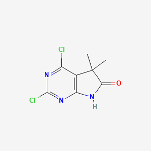 molecular formula C8H7Cl2N3O B12094448 2,4-dichloro-5,5-dimethyl-5H,6H,7H-pyrrolo[2,3-d]pyrimidin-6-one 