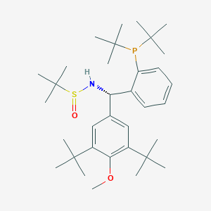 molecular formula C34H56NO2PS B12094510 (R)-N-((S)-(3,5-Di-tert-butyl-4-methoxyphenyl)(2-(di-tert-butylphosphanyl)phenyl)methyl)-2-methylpropane-2-sulfinamide 