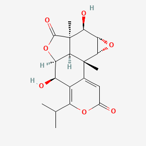 molecular formula C19H22O7 B1209453 (1S,2R,4S,5R,6R,9S,10R,17R)-5,10-dihydroxy-1,6-dimethyl-12-propan-2-yl-3,8,13-trioxapentacyclo[7.7.1.02,4.06,17.011,16]heptadeca-11,15-diene-7,14-dione 