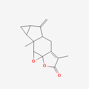 molecular formula C15H16O3 B12094644 (5aS,1aS)-5,5aalpha,6,6aalpha,7,7aalpha,7b,7cbeta-Octahydro-4,7bbeta-dimethyl-6-methylene-3H-cycloprop[2,3]oxireno[4,5]indeno[5,6-b]furan-3-one 