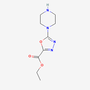 molecular formula C9H14N4O3 B12094696 1,3,4-Oxadiazole-2-carboxylic acid, 5-(1-piperazinyl)-, ethyl ester 