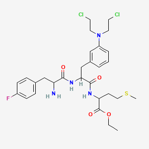 molecular formula C29H39Cl2FN4O4S B12094702 Ethyl 2-[[2-[[2-amino-3-(4-fluorophenyl)propanoyl]amino]-3-[3-[bis(2-chloroethyl)amino]phenyl]propanoyl]amino]-4-methylsulfanylbutanoate 